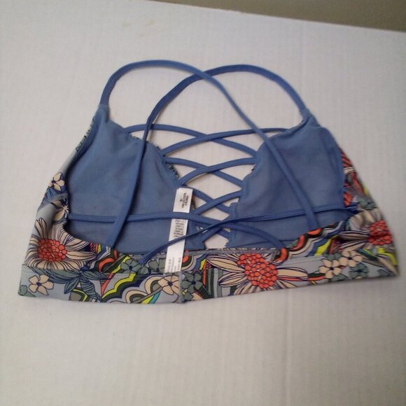 Victoria's Secret Sport Bra M Lace Up Yoga Active No Padding Floral Colorful - Picture 9 of 12
